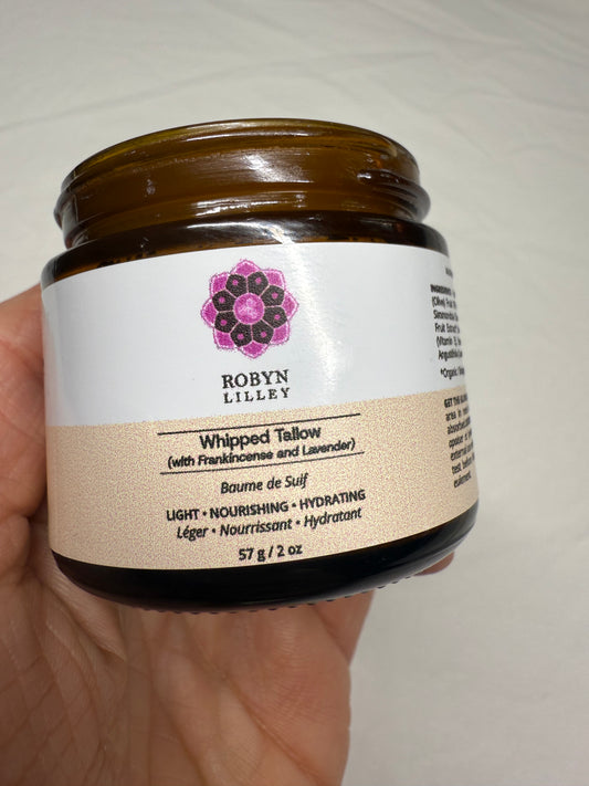 whipped tallow (scented with frankincense & lavender) 2oz