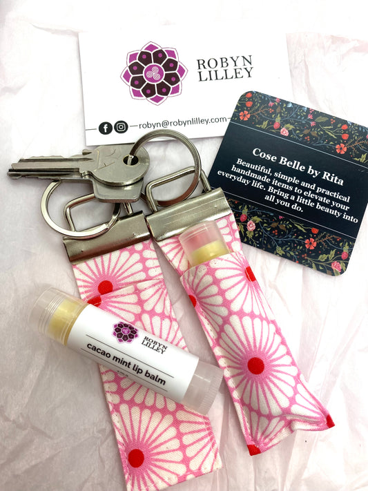 Pink Lip Balm Holder Keychain