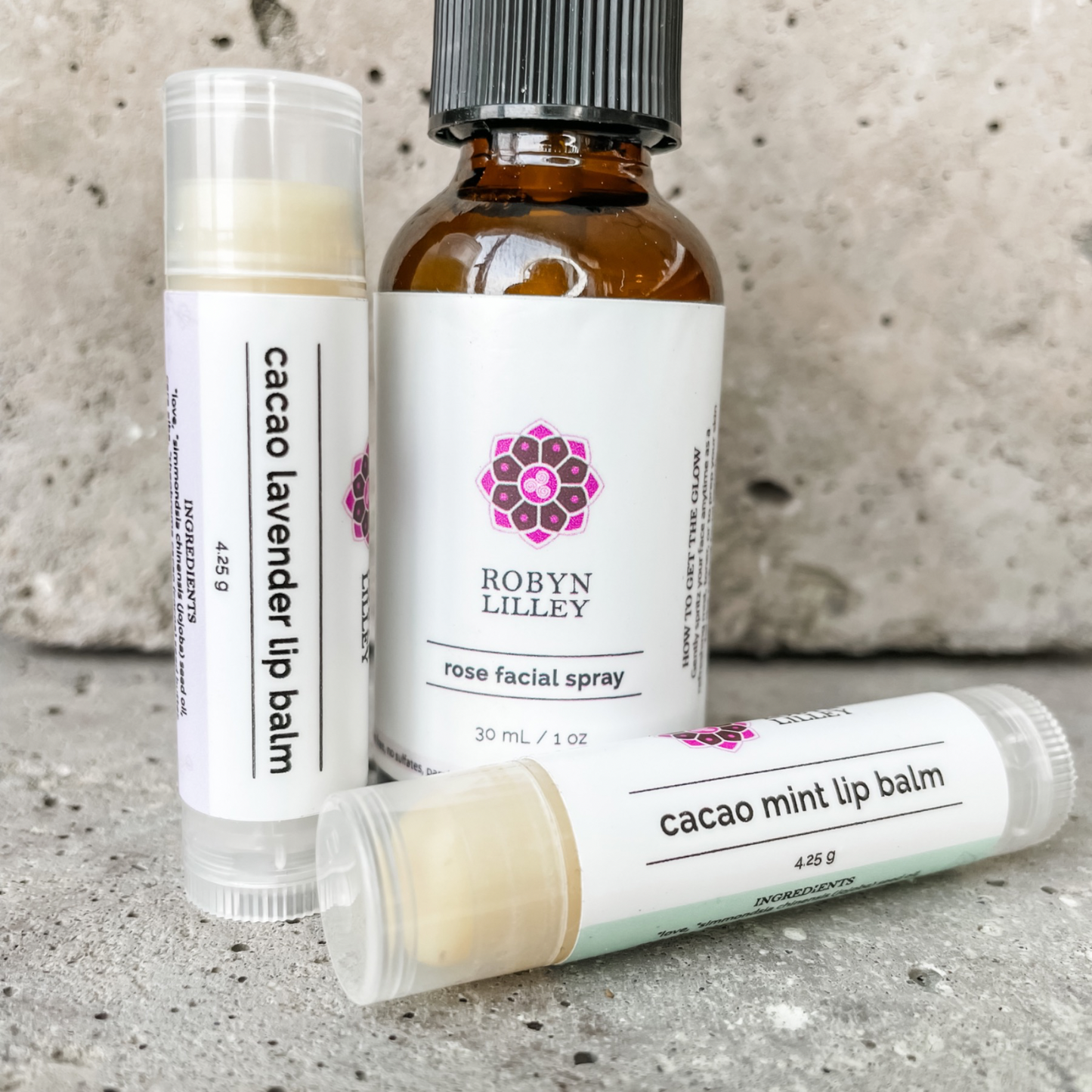 Rose Facial Spray + Cacao Lip Balm Duo